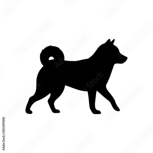 Shiba dog walk silhouette vector flat illustration design.