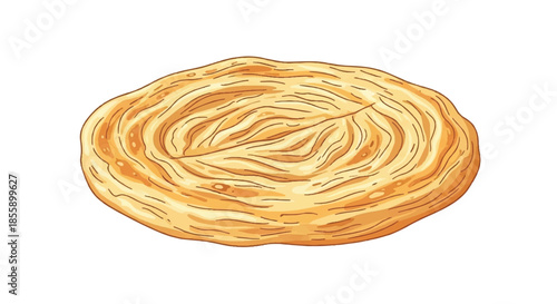 Single Layered Golden Paratha Flatbread with Crispy Texture Illustration
