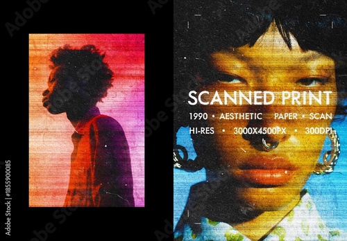 Scanned 1990 Poster Photo Effect Mockup