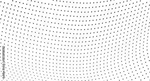 Dynamic abstract halftone wave with dotted pattern in futuristic optical pop art style.