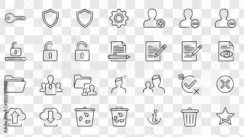 Collection of Security and Data Management Icons.