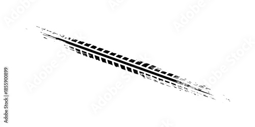 Tire track. Car, bike, motorcycle tyre mark with grunge effect isolated on white background