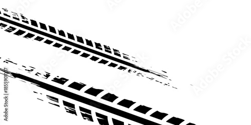 Tire track. Car, bike, motorcycle tyre mark with grunge effect isolated on white background. vector