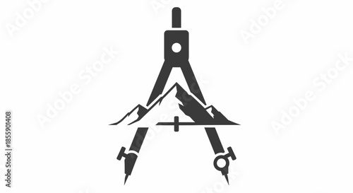 Compass and Mountain Silhouette Logo Design for Outdoor Adventure.