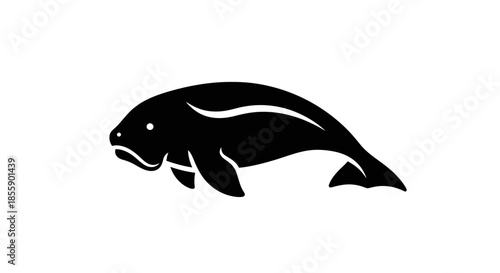 Silhouette of a Manatee in Black and White Simple and Elegant.
