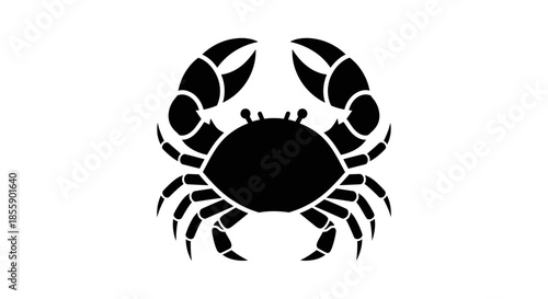 Black silhouette of a crab with prominent claws.
