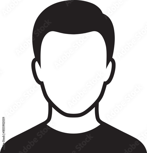 Male user avatar icon profile picture silhouette of a young man head and shoulders person face outline isolated on white background vector