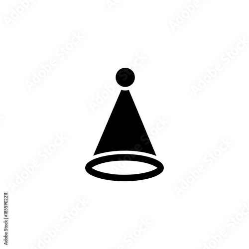 Black silhouette of a wizard hat with a ball on top