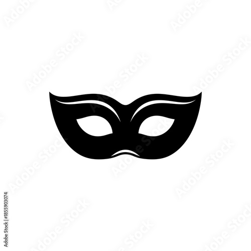 Black venetian masquerade ball mask with eye holes on isolated for party and carnival events
