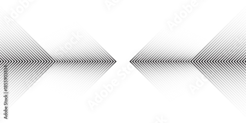 Vector arrow, made of thin lines on a white background. modern design with a dynamic effect, for covers, prints and graphic projects. Sporty striped pattern. Pointer, navigation, direction.