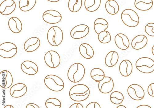 Minimalist Brown Coffee Bean Outline Pattern Background