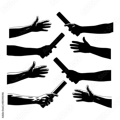 race of relay , sports solid silhouette pack