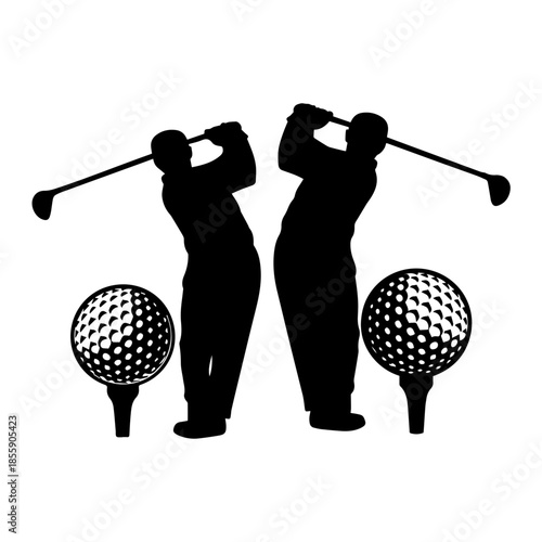 golf player hits ball, solid silhouette pack