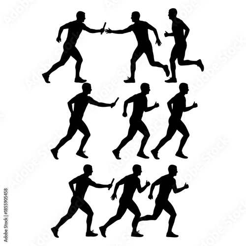 relay race, man relay race solid icons set