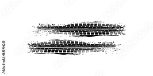 Tire track. Car, bike, motorcycle tyre mark with grunge effect isolated on white background. vector