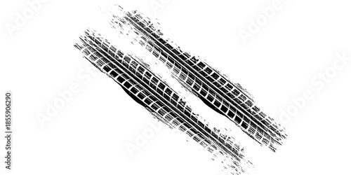 Tire track. Car, bike, motorcycle tyre mark with grunge effect isolated on white background. vector