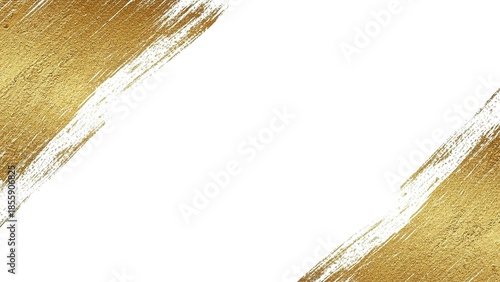 Elegant white background with two diagonal golden brush strokes, creating a luxurious and artistic design element.
