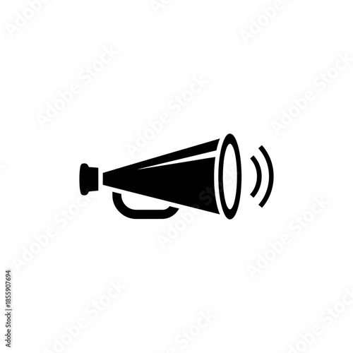 A black icon of a megaphone on a used for loudspeaker or announcement