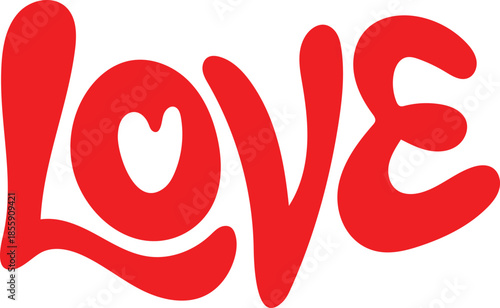 A stylized red love word with a heart replacing the letter o on a black background, love, Valentine's Day, word, text, typography, lettering, font, stylized, handwritten, script, red