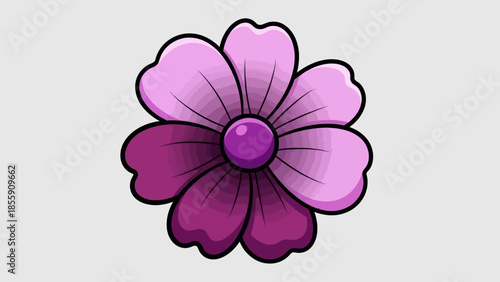 Stylized Purple Flower Illustration with Shaded Petals and Dark Outline.