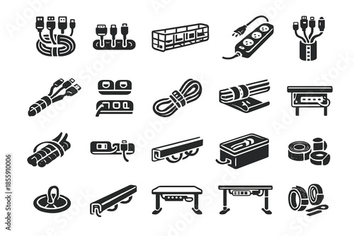 Electronics and cable management icons for home and office organization