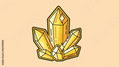 Golden Crystal Cluster with Sharp Edges and Sparkling Detail.