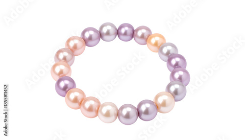 A beaded bracelet crafted with pastel pearls of pink, lavender, and peach hues