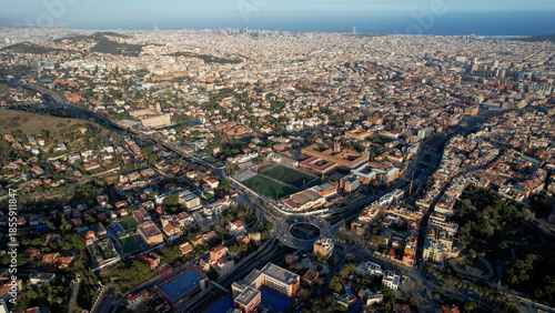 Wallpaper Mural Aerial panorama view around the city of Barcelona on a sunny day in early spring in spain catalonia Torontodigital.ca