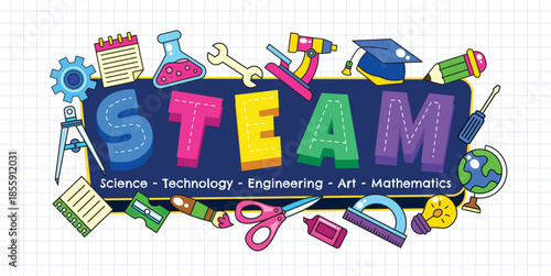 STEAM education element logo vector illustration