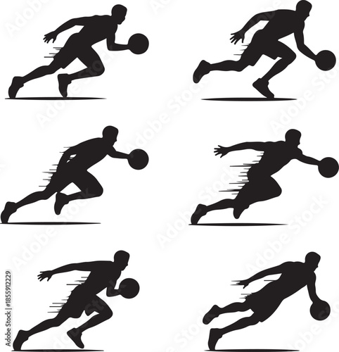 Dynamic basketball player movements in action poses