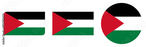 palestine circular flag, palestine rectangular flag flat icon