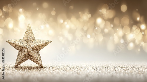 Ultra-sharp gold star field shadow-free high contrast 2/3 text zone, ideal for premium holiday box, brand site hero, festive limited page