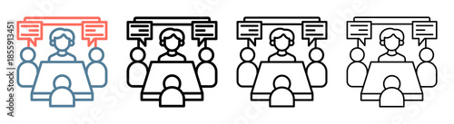 Board Meeting Icon Different Style Outline Collection Set 