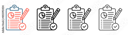 Report Summary Icon Different Style Outline Collection Set 