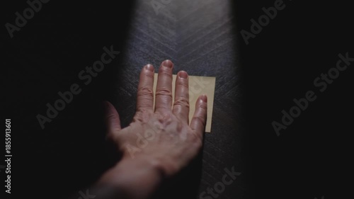 Slow motion close up footage of a hand writing out 