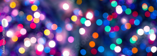 Abstract bokeh background, colorful light effects for Christmas and New Year holidays