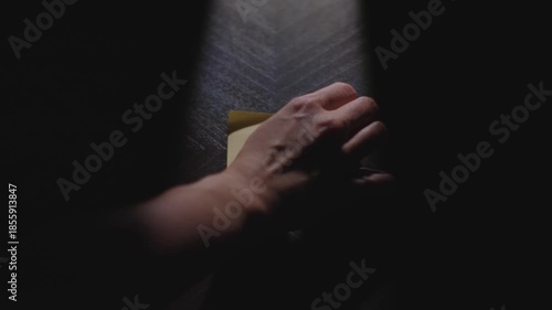 Slow motion close up footage of a hand writing out 