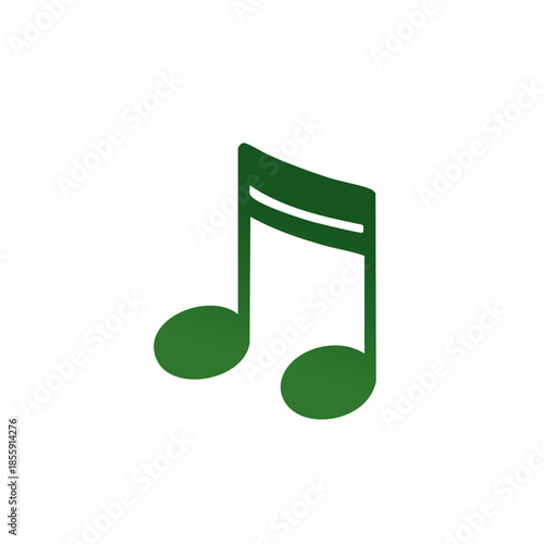 Green Musical Note Symbol Stands Out Boldly Representing Music and Sound, Simple and Clean Design for Creative Projects