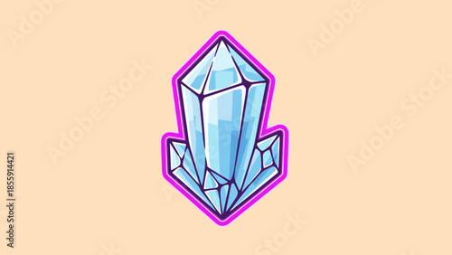 Stylized Crystal Formation with Glowing Outline in Cartoon Style.