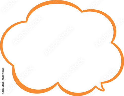 オレンジ色の雲の形をした吹き出し。シンプルで使いやすい。