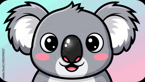 Charming Cartoon Koala with Rosy Cheeks and Big Eyes.