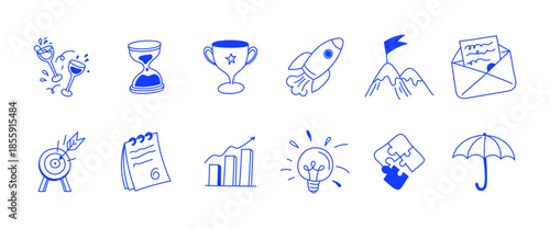 Vector illustration in simple line hand drawn style, business concepts and spot illustrations, marketing, entrepreneurship, partnership