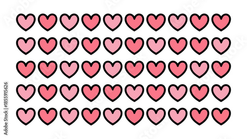 Array of Pink Hearts: A visually appealing display of delicate pink hearts, meticulously arranged in a repeating pattern. This image speaks to themes of love, affection, and emotional connection.