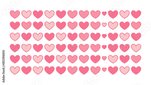 Love in Rows: A series of pink hearts, arranged in neat rows. expressing the depth of love and passion. A perfect visual for love themes.