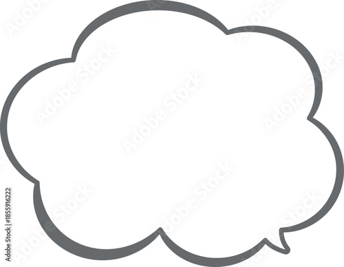 もこもこふわふわした、雲の形をしたふきだし。グレー色。