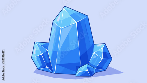 Illustration of a cluster of blue crystals with sharp edges.