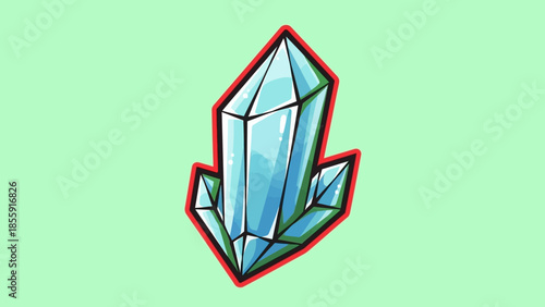 Illustration of a Pointed Blue Crystal with Red Outline.