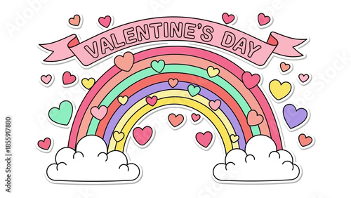 Rainbow of Affection: A vibrant rainbow, adorned with hearts, encapsulates the spirit of Valentine's Day. It's a whimsical expression of love and joy.