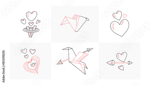 Love's Symbolic Sketch: A collection of charming, hand-drawn illustrations that perfectly capture the essence of love and romance.