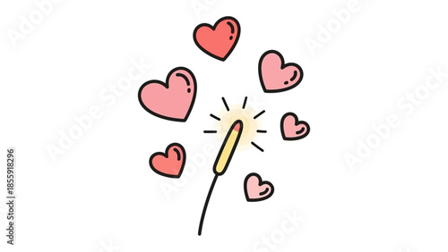 Sparkler of Affection: A radiant sparkler bursts forth with a constellation of hearts, painting a picture of warmth, fondness, and cheer.